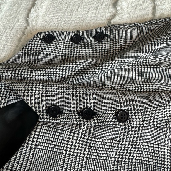 M.J. Carroll Vintage 90s Plaid Micro Houndstooth Gray Overall Jumper Dress Sz 14 - Picture 6 of 8